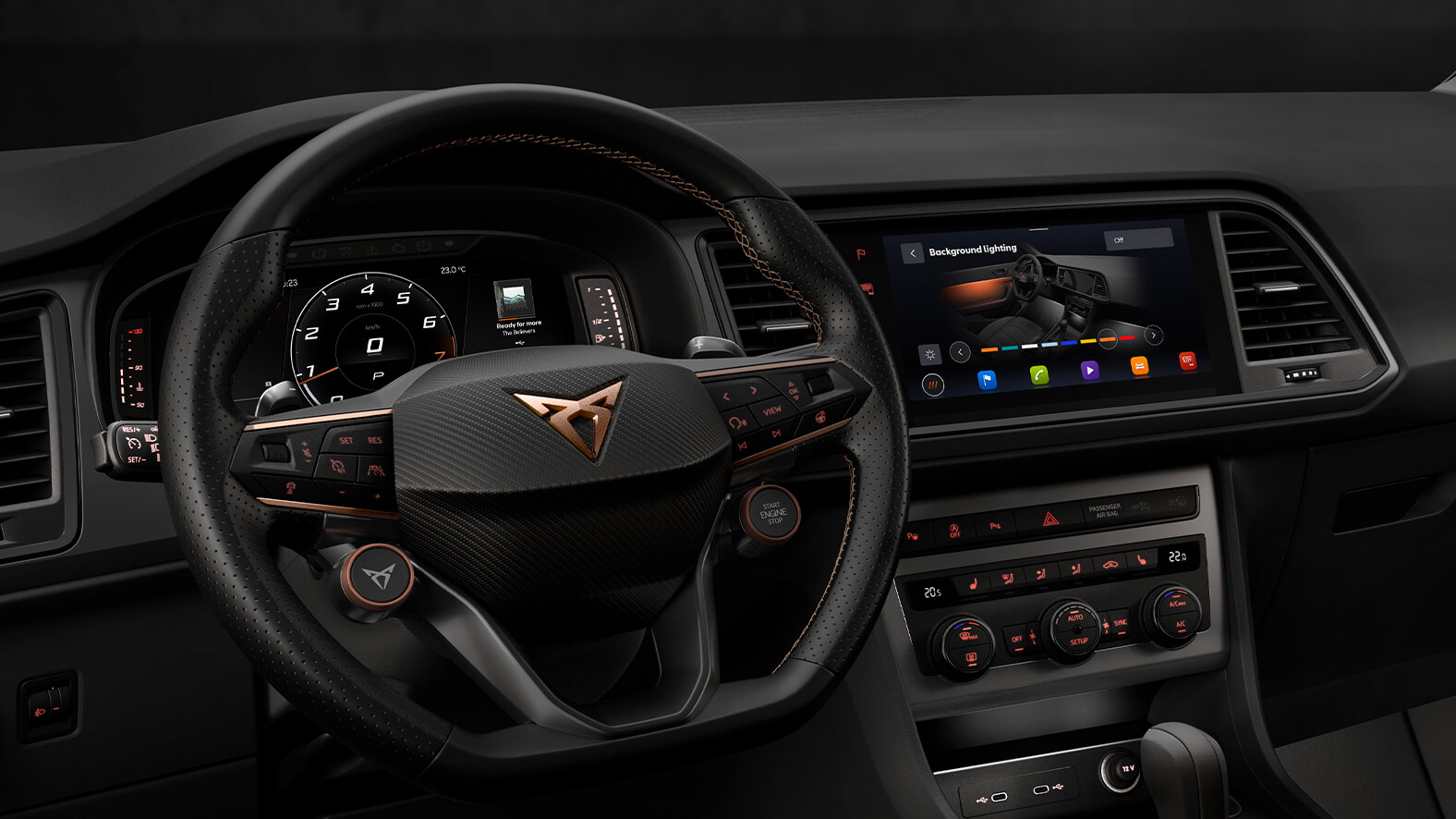 cupra ateca steering wheel with cupra logo
